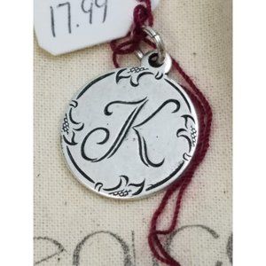 Beaucoup‎ Designs Charm Made In USA Silver Tone K Monogram 2 sided coin 1887 NEW